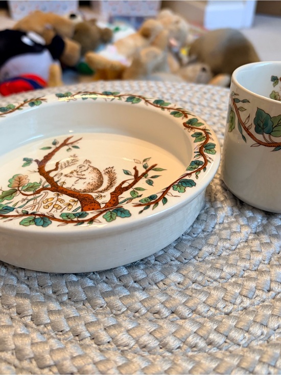 Tiffany & Co. Other - Tiffany Ceramic Leaf & Squirrel Serving Dish with Matching Mug - Green & Brown